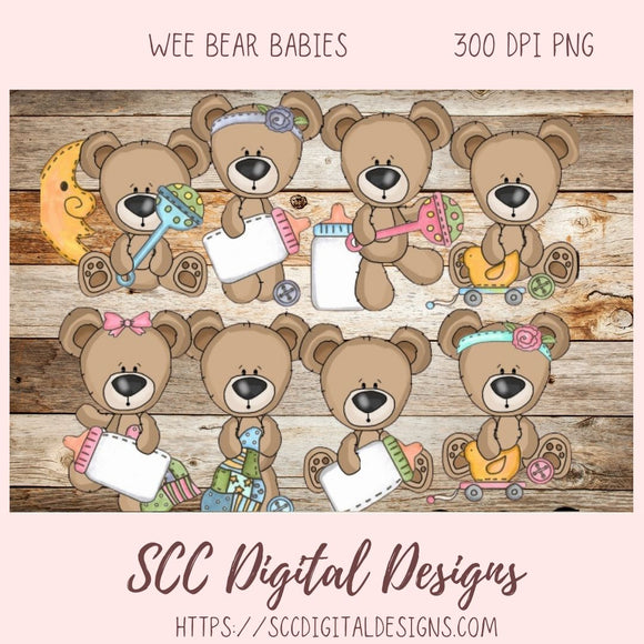 Whimsical Baby Boy Bear and Girl Baby Bear PNG Clipart 8 - 300 dpi png images