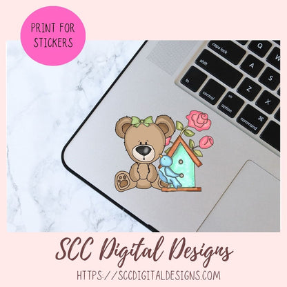 Whimsical Bears and Spring Flower Garden Clipart Bundle 8 - 300 dpi png images