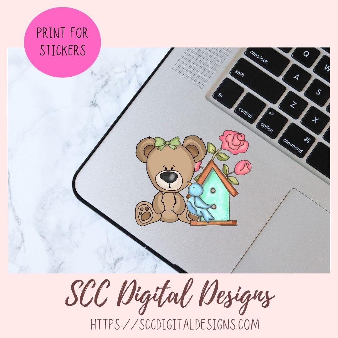 Whimsical Bears & Spring Flower Garden Clipart Bundle for Sublimation ...