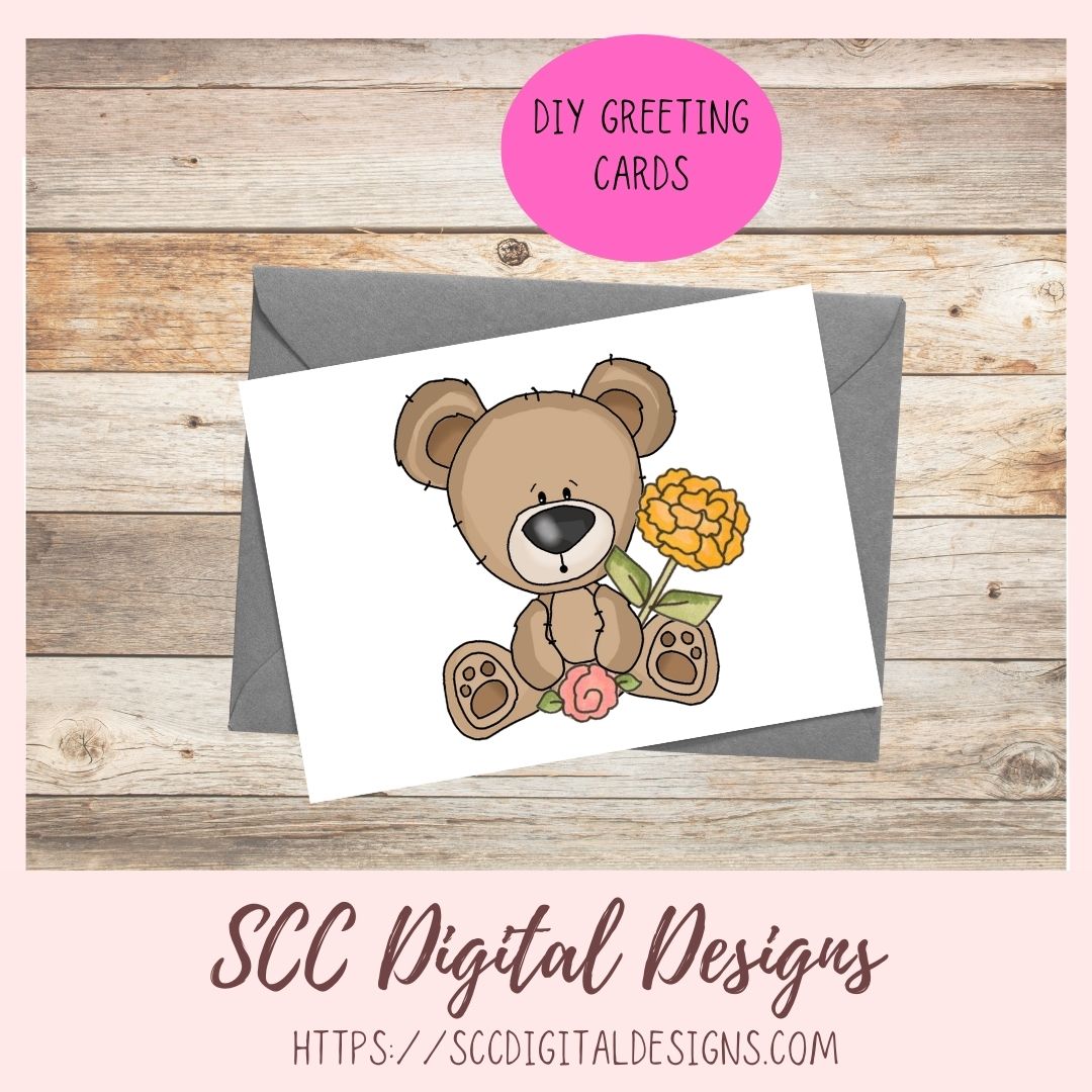 Whimsical Bears and Spring Flower Garden Clipart Bundle 8 - 300 dpi png images