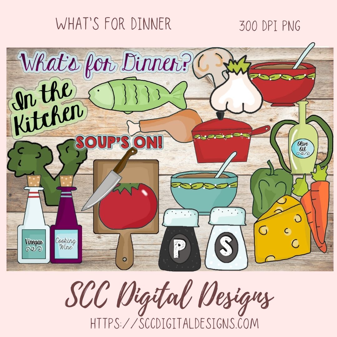Groceries Clipart for Digital and Printable Stickers for Kids, Wordart for Scrapbooking Elements, Instant Download Food Clip Art & Word Art