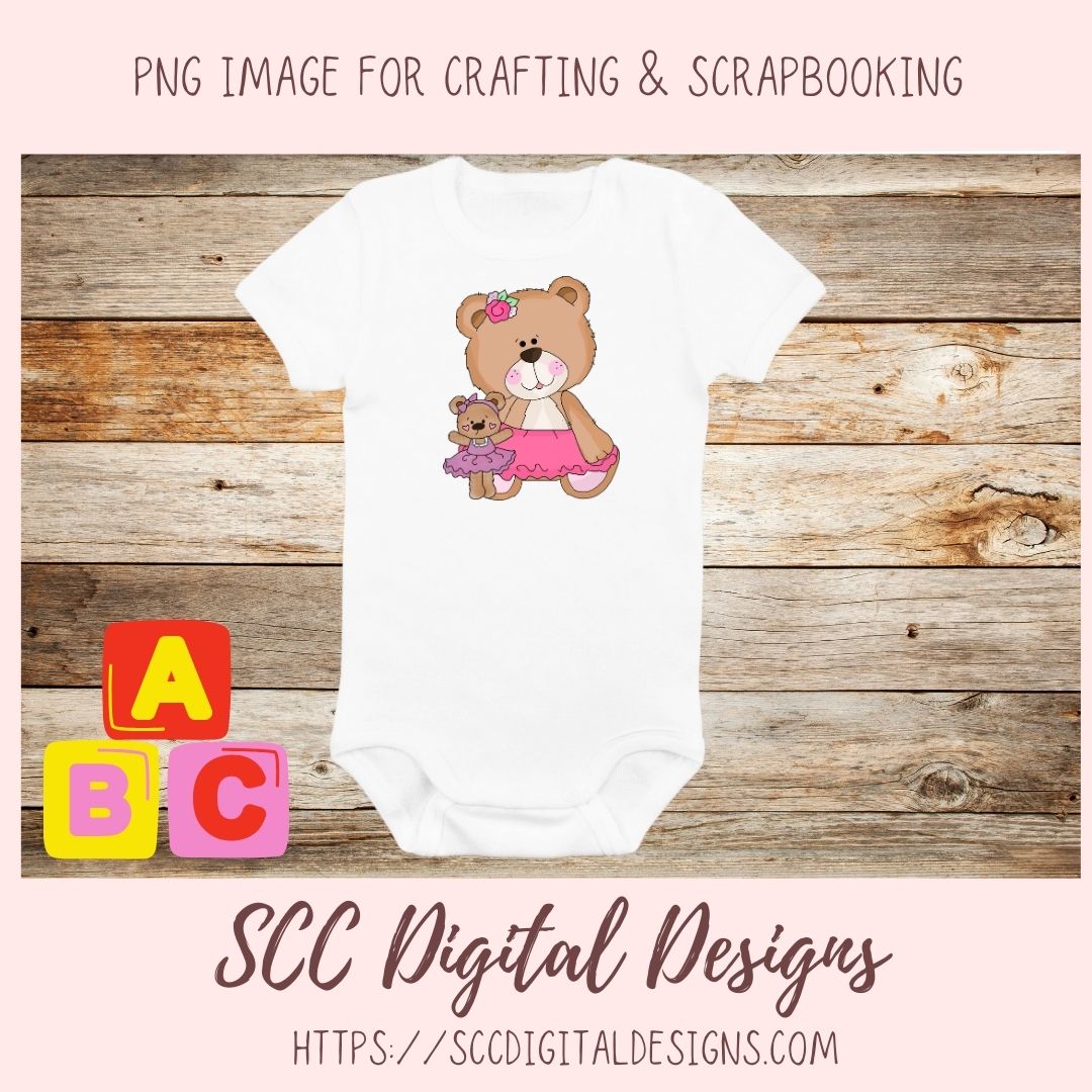 Cute Bear Clipart for Sublimation Sticker Designs, Whimsical Ballerina PNG Files for Girls, Dance With Me Wordart for Digital Scrapbooking