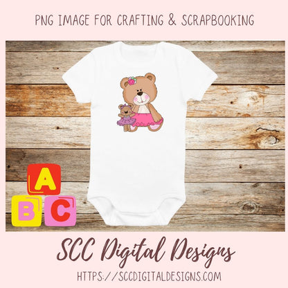 Cute Bear Clipart for Sublimation Sticker Designs, Whimsical Ballerina PNG Files for Girls, Dance With Me Wordart for Digital Scrapbooking
