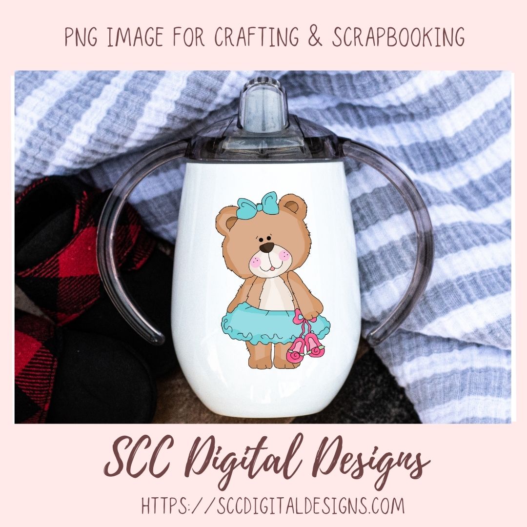 Cute Bear Clipart for Sublimation Sticker Designs, Whimsical Ballerina PNG Files for Girls, Dance With Me Wordart for Digital Scrapbooking