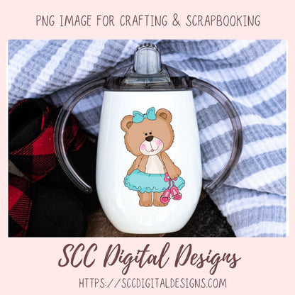 Cute Bear Clipart for Sublimation Sticker Designs, Whimsical Ballerina PNG Files for Girls, Dance With Me Wordart for Digital Scrapbooking