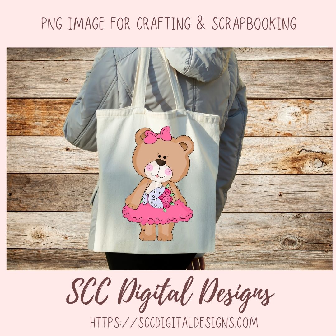 Cute Bear Clipart for Sublimation Sticker Designs, Whimsical Ballerina PNG Files for Girls, Dance With Me Wordart for Digital Scrapbooking