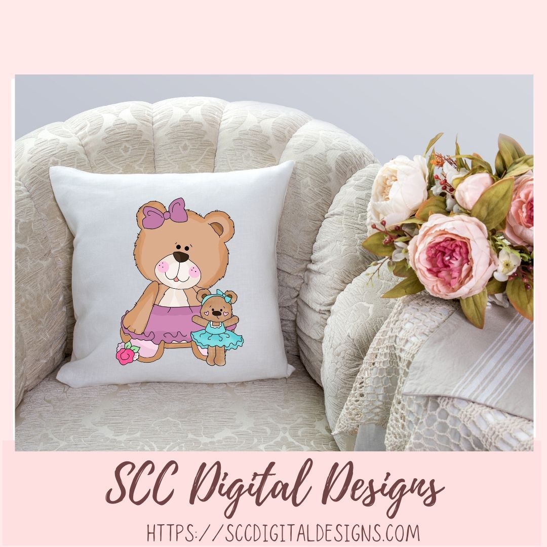 Cute Bear Clipart for Sublimation Sticker Designs, Whimsical Ballerina PNG Files for Girls, Dance With Me Wordart for Digital Scrapbooking