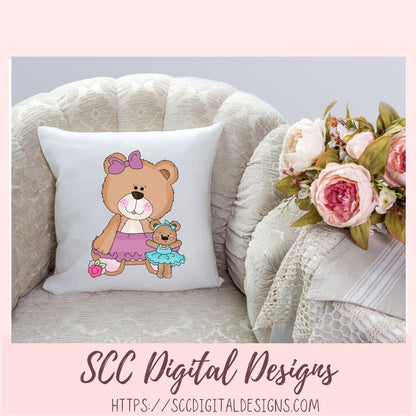 Cute Bear Clipart for Sublimation Sticker Designs, Whimsical Ballerina PNG Files for Girls, Dance With Me Wordart for Digital Scrapbooking