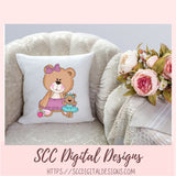 Cute Bear Clipart for Sublimation Sticker Designs, Whimsical Ballerina PNG Files for Girls Instant Download Wordart for Digital Scrapbooking
