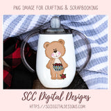 Cute Bear Clipart for Sublimation Sticker Designs Whimsical Flowers & Tea Cups PNG Files for Girls Instant Download Wordart for Scrapbooking