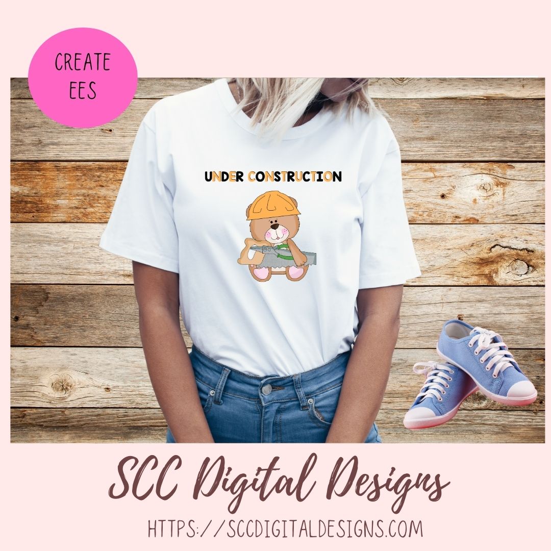 Construction Bears Clipart for Kids T-Shirt, Whimsical Wildlife for Children's Mugs, Wordart PNG, Animal Illustration for Father's Day Cards