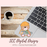 Construction Bears Clipart for Kids T-Shirt, Whimsical Wildlife for Children's Mugs, Wordart PNG, Animal Illustration for Father's Day Cards
