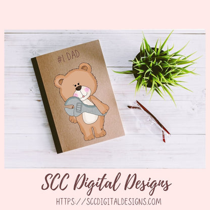 Construction Bears Clipart for Kids T-Shirt, Whimsical Wildlife for Children's Mugs, Wordart PNG, Animal Illustration for Father's Day Cards