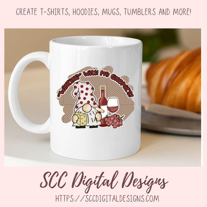 Wine Gnome Clipart for Sublimation for Shirts, PNG Design for Wine Tumblers, DIY Home Decor, Paper Crafting, Wine Lover Gift