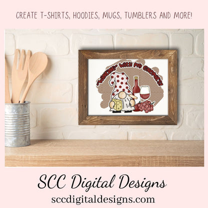 Wine Gnome Clipart for Sublimation for Shirts, PNG Design for Wine Tumblers, DIY Home Decor, Paper Crafting, Wine Lover Gift