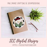 Notebook with a decorative sticker on a wooden surface with a plant and pen, featuring 'SCC Digital Designs' branding.
