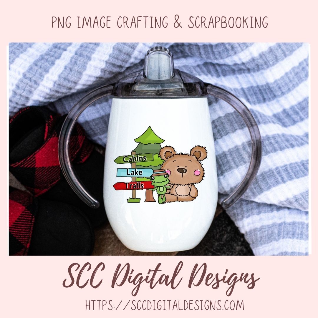 Whimsical Bear Clipart, Campfire Lantern Sleeping Bag, Camping Wordart for Sublimation Tumblers, Nursery Art Decor, Scrapbook Elements