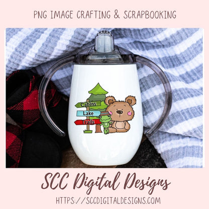 Whimsical Bear Clipart, Campfire Lantern Sleeping Bag, Camping Wordart for Sublimation Tumblers, Nursery Art Decor, Scrapbook Elements