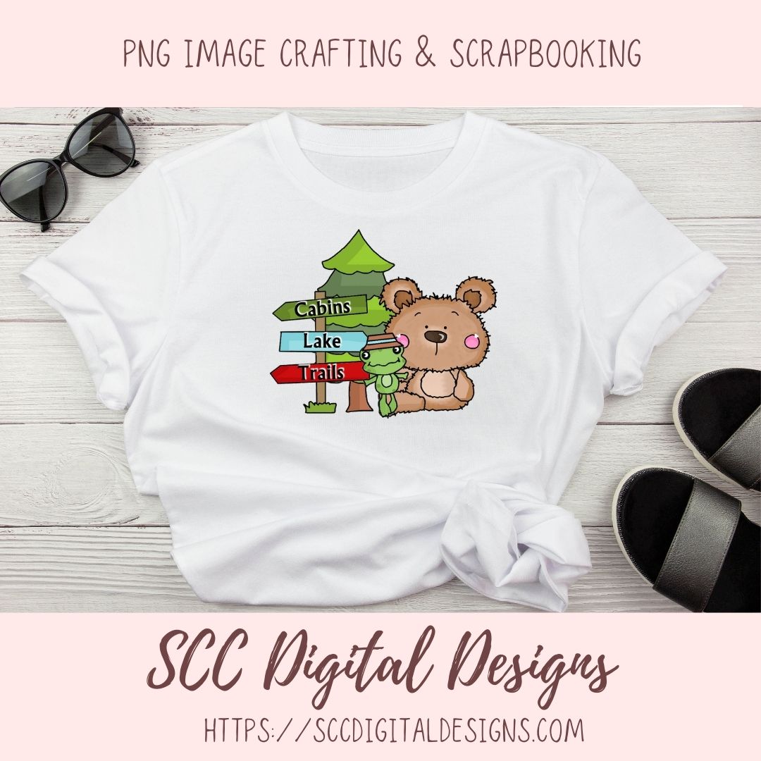 Whimsical Bear Clipart, Campfire Lantern Sleeping Bag, Camping Wordart for Sublimation Tumblers, Nursery Art Decor, Scrapbook Elements