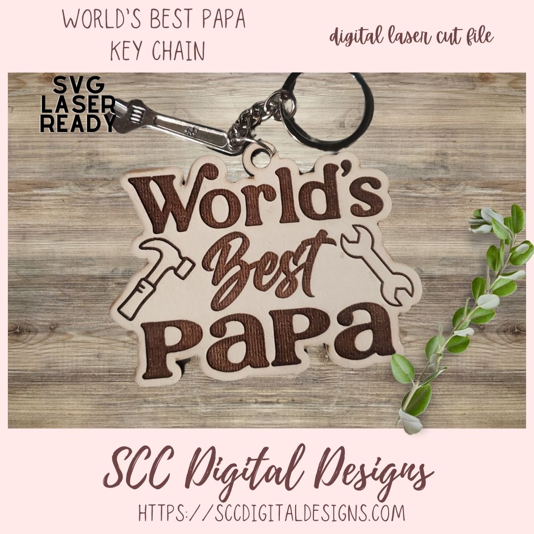 World's Best Papa Keychain SVG 1 design in svg laser format