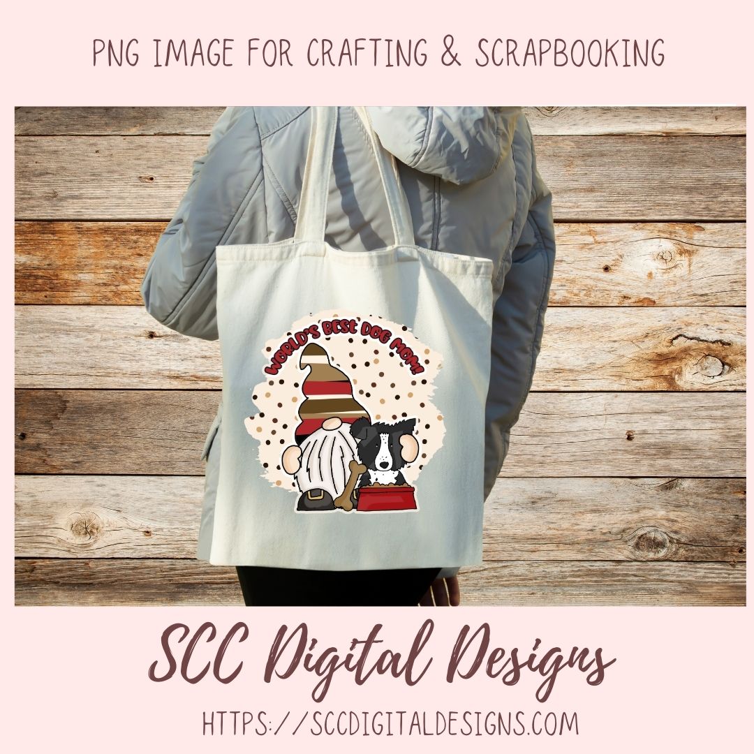 Dog Mom PNG for Sublimation for Stickers, World's Best Border Collie Lover Gift for Mother's Day, Instant Download Dog Clip Art for Planners