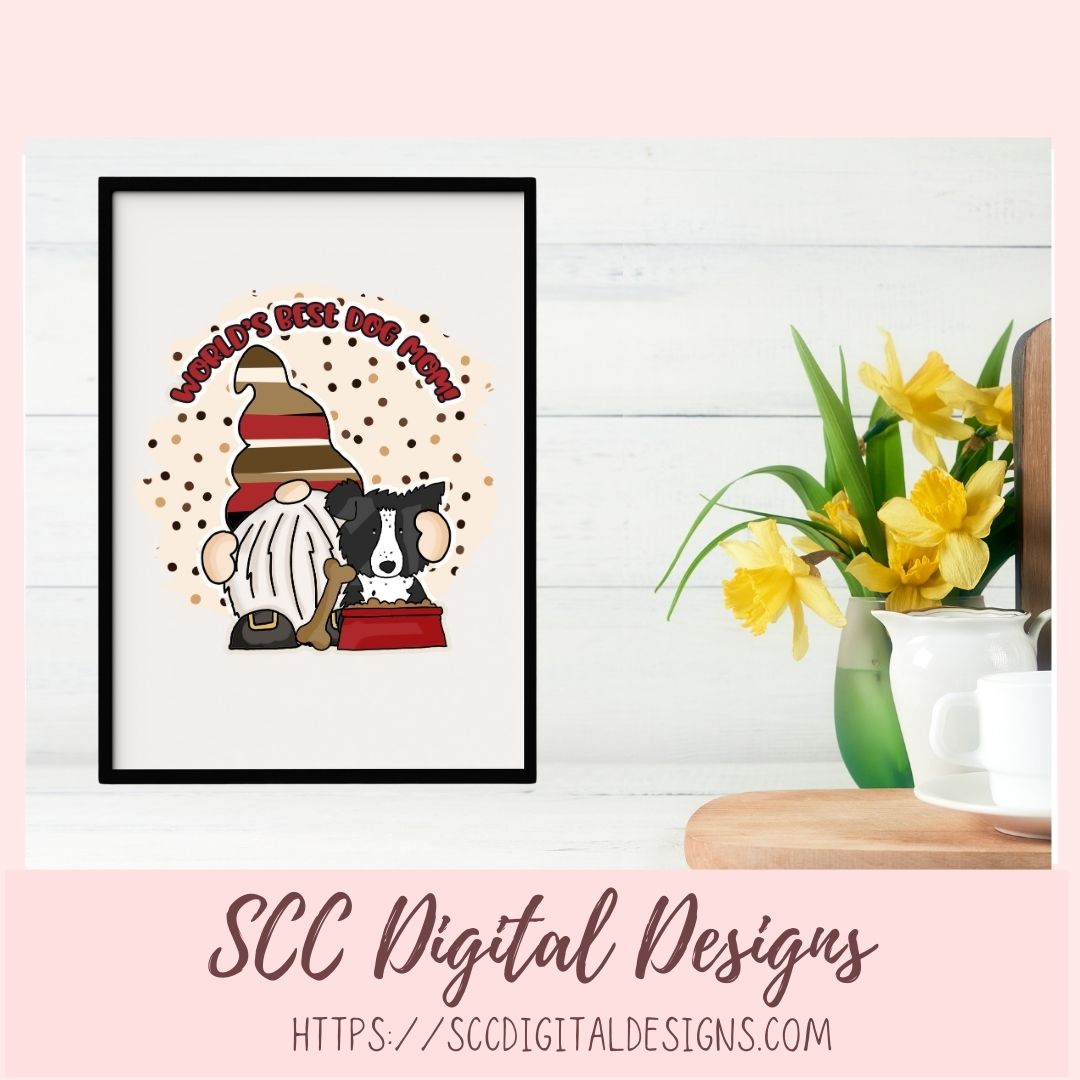 Dog Mom PNG for Sublimation for Stickers, World's Best Border Collie Lover Gift for Mother's Day, Instant Download Dog Clip Art for Planners
