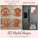 World's Worst Cook Magnet SVG Set, Kitchen Rules, You'll Eat It, My Kitchen Digital Laser Cut File for Glowforge Laser Cutting Machines,