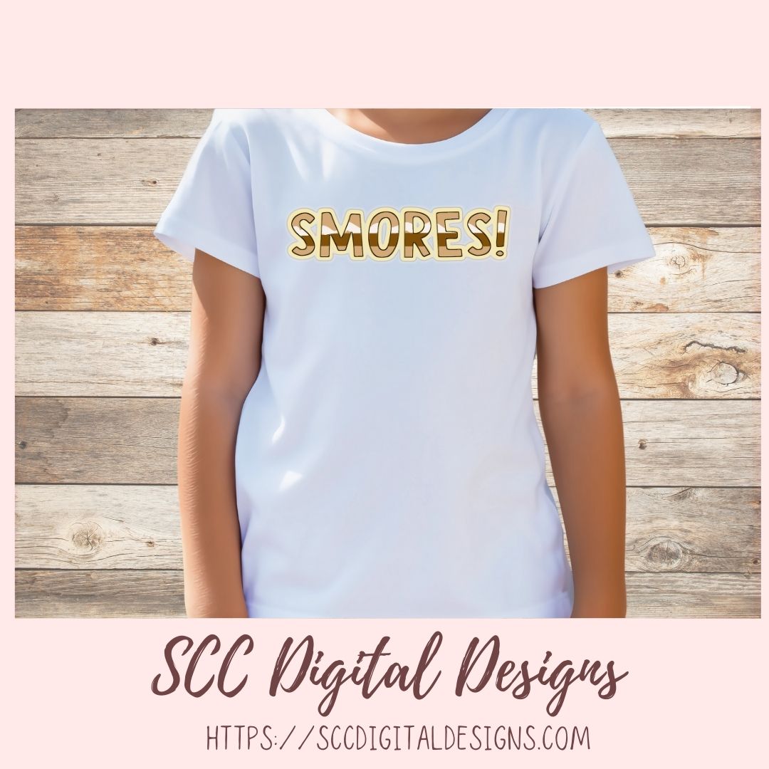 Cute Smores PNG, Marshmallows Word Art Campfire Clipart and Scrapbook Elements for Sublimation, DIY Camping Mugs & Tumblers for Mom
