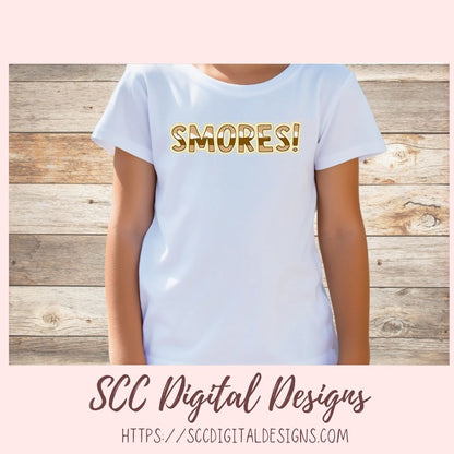 Cute Smores PNG, Marshmallows Word Art Campfire Clipart and Scrapbook Elements for Sublimation, DIY Camping Mugs & Tumblers for Mom