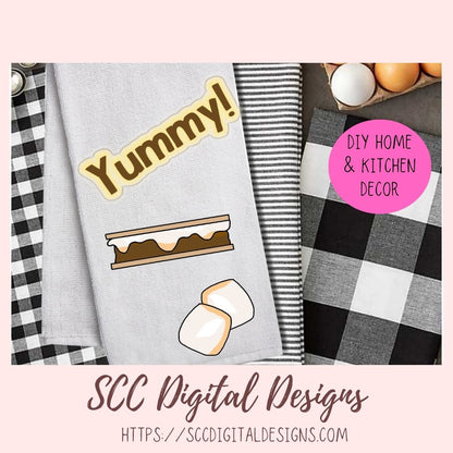 Cute Smores PNG, Marshmallows Word Art Campfire Clipart and Scrapbook Elements for Sublimation, DIY Camping Mugs & Tumblers for Mom