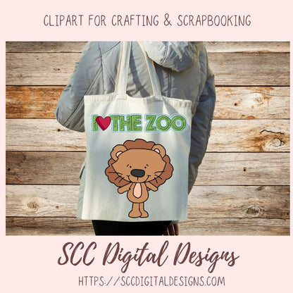 Zoo Animals PNG, Lion Tiger Bear Wordart Clip Art for Digital Scrapbooking, Safari Word Art Whimsical Wildlife Wall Art, Nursery Decor