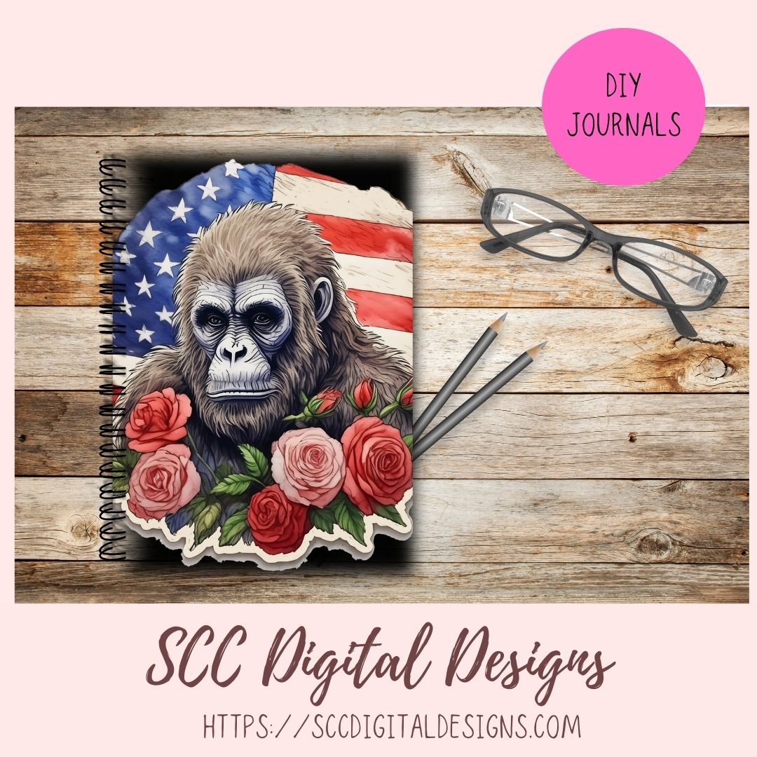 Americana PNG Gorilla Digital Printable Sticker Set 10 designs in 300 dpi png format