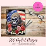 Americana PNG Gorilla Digital Printable Sticker Set 10 designs in 300 dpi png format