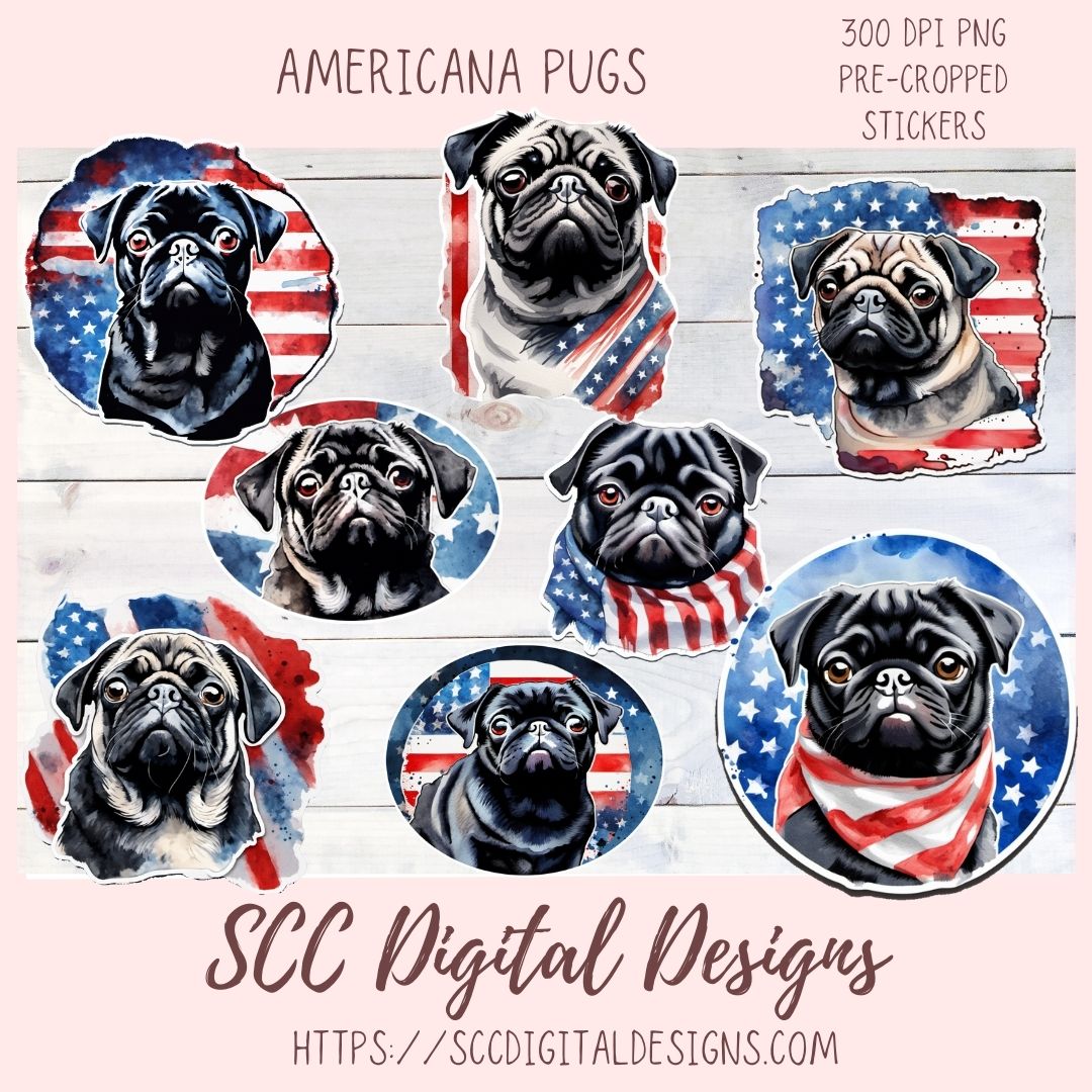 Pug Birthday Digital Stickers for Planners & Scrapbooking