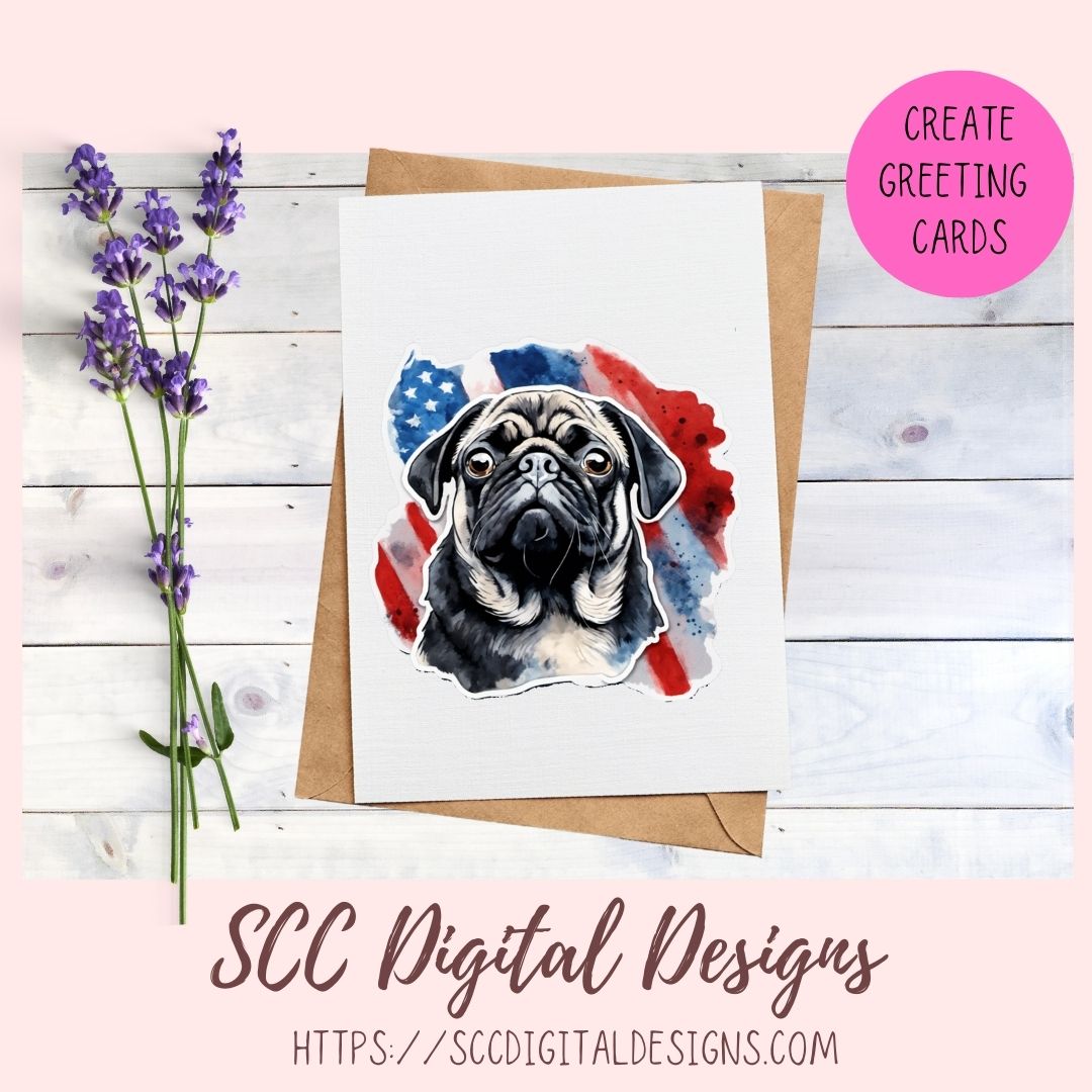 Cute Pug Sticker Pack for Digital Planners, Journals, Notes & Digital Scrapbooking, DIY Americana Pug Decals, Instant Download Pre-Cropped Goodnotes Compatible PNG Images