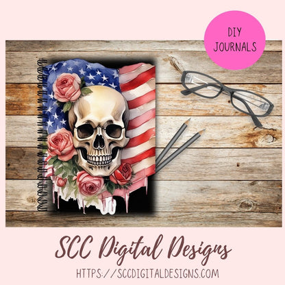 American Flag Skull PNG Patriotic Digital Printable Sticker Set 8 300 dpi png images