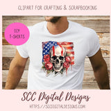 American Flag Skull PNG Patriotic Digital Printable Sticker Set 8 300 dpi png images