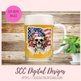 American Flag Skull PNG Patriotic Digital Printable Sticker Set 8 300 dpi png images