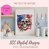 American Flag Skull PNG Patriotic Digital Printable Sticker Set 8 300 dpi png images