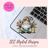 Cute Artist Gnome Stickers PNGs for Digital and Printable Planners, Bullet Journals, Scrapbooking, Laptops, Hippy Gnomes Gift for Women