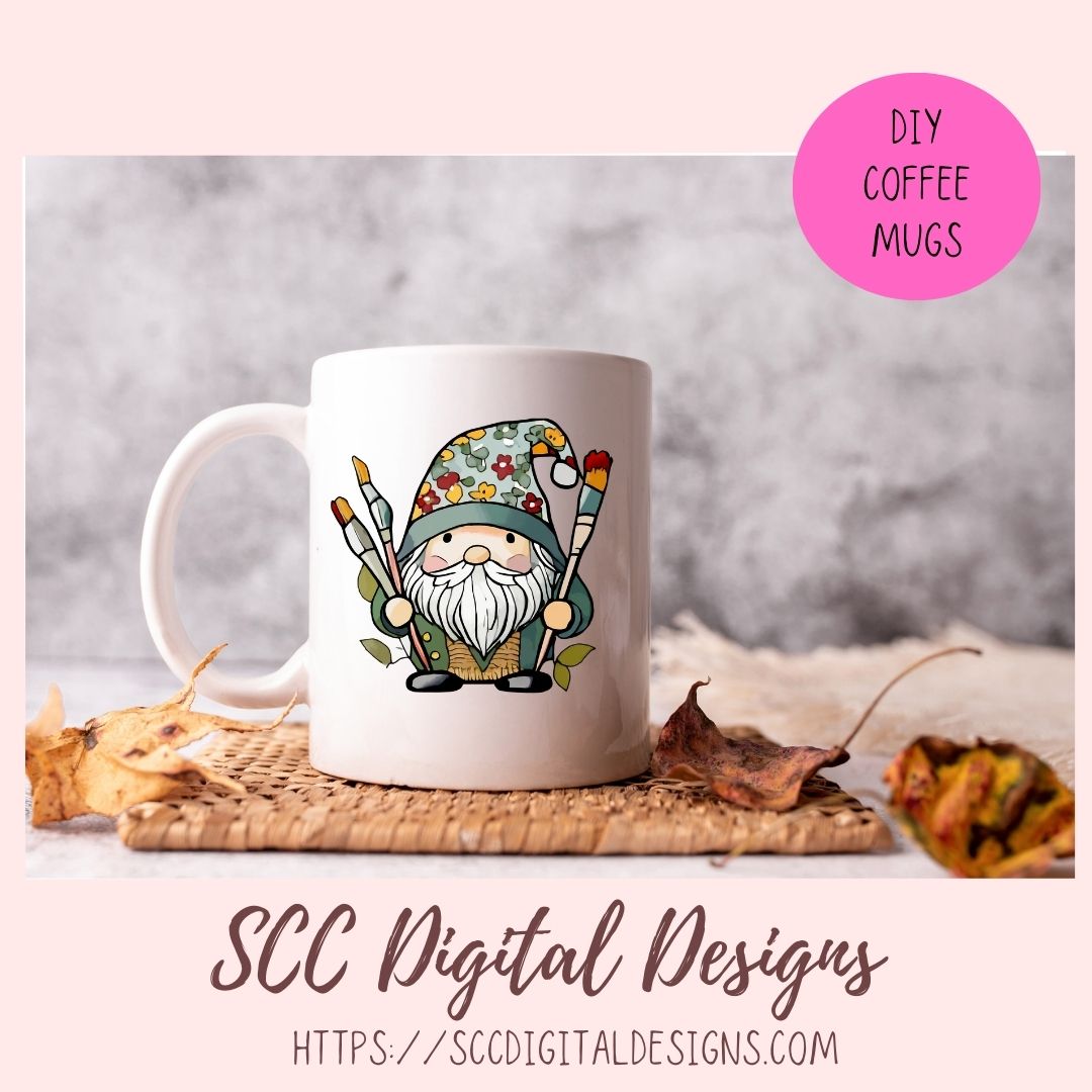 Cute Artist Gnome Stickers PNGs for Digital and Printable Planners, Bullet Journals, Scrapbooking, Laptops, Hippy Gnomes Gift for Women
