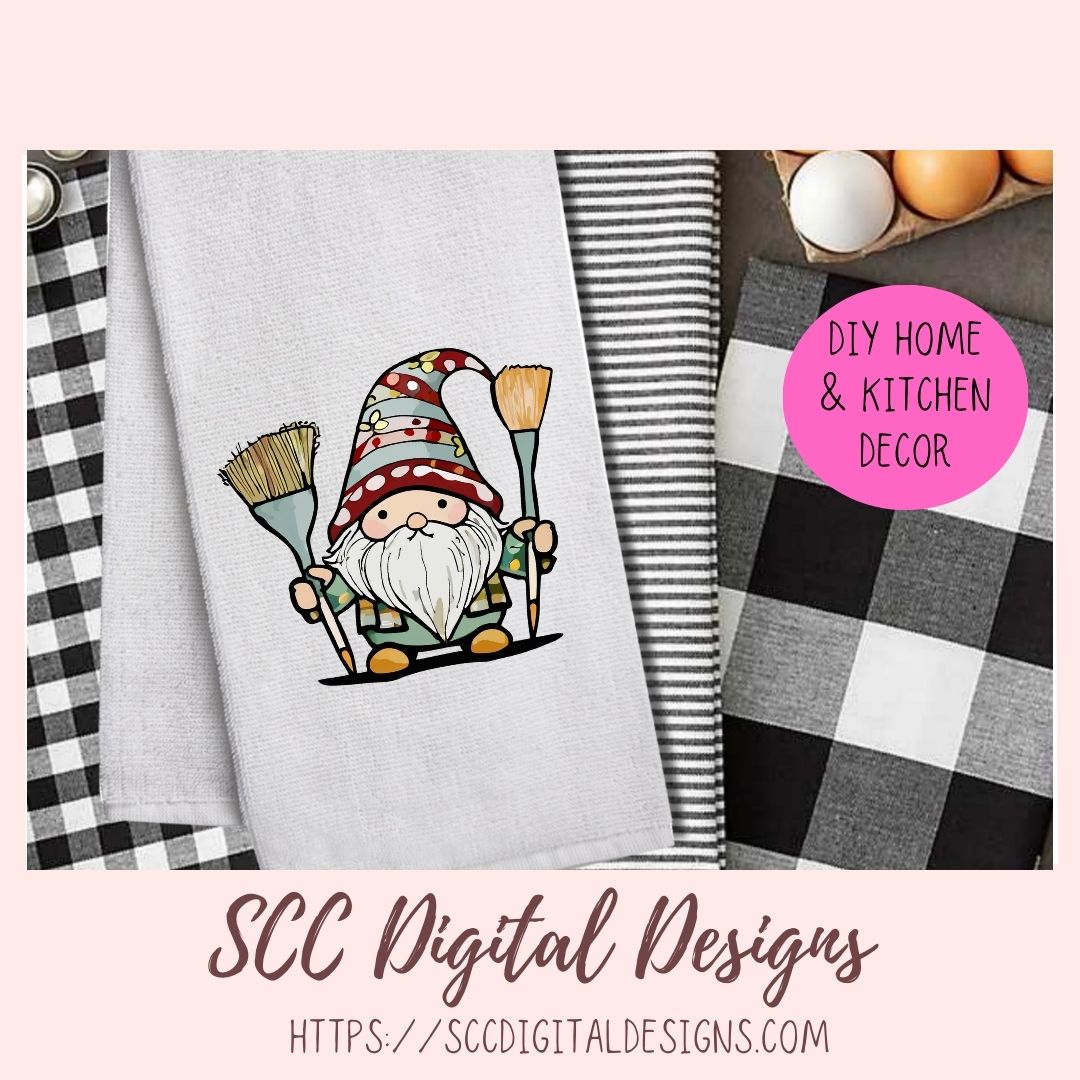 Cute Artist Gnome Stickers PNGs for Digital and Printable Planners, Bullet Journals, Scrapbooking, Laptops, Hippy Gnomes Gift for Women