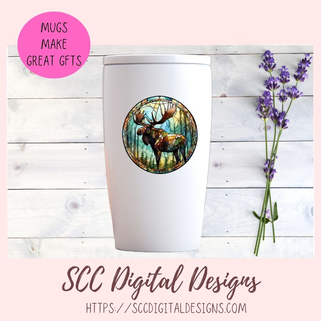 tained Glass PNG Sticker Pack for Digital and Printable Planners, Journals, Notebooks & Digital Scrapbooking, Bear & Moose Car Decals, Instant Download Pre-Cropped Goodnotes Compatible PNG Images