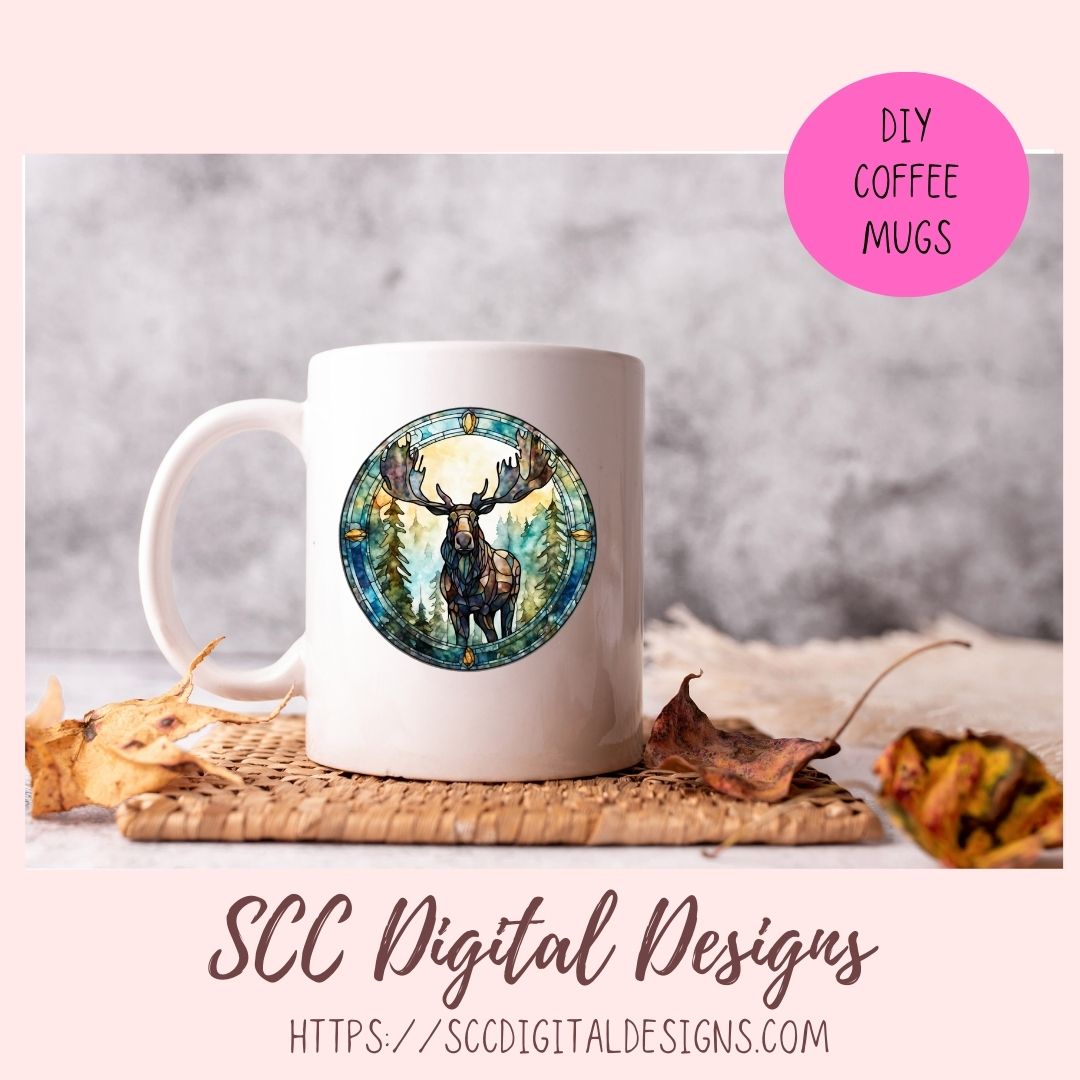 tained Glass PNG Sticker Pack for Digital and Printable Planners, Journals, Notebooks & Digital Scrapbooking, Bear & Moose Car Decals, Instant Download Pre-Cropped Goodnotes Compatible PNG Images