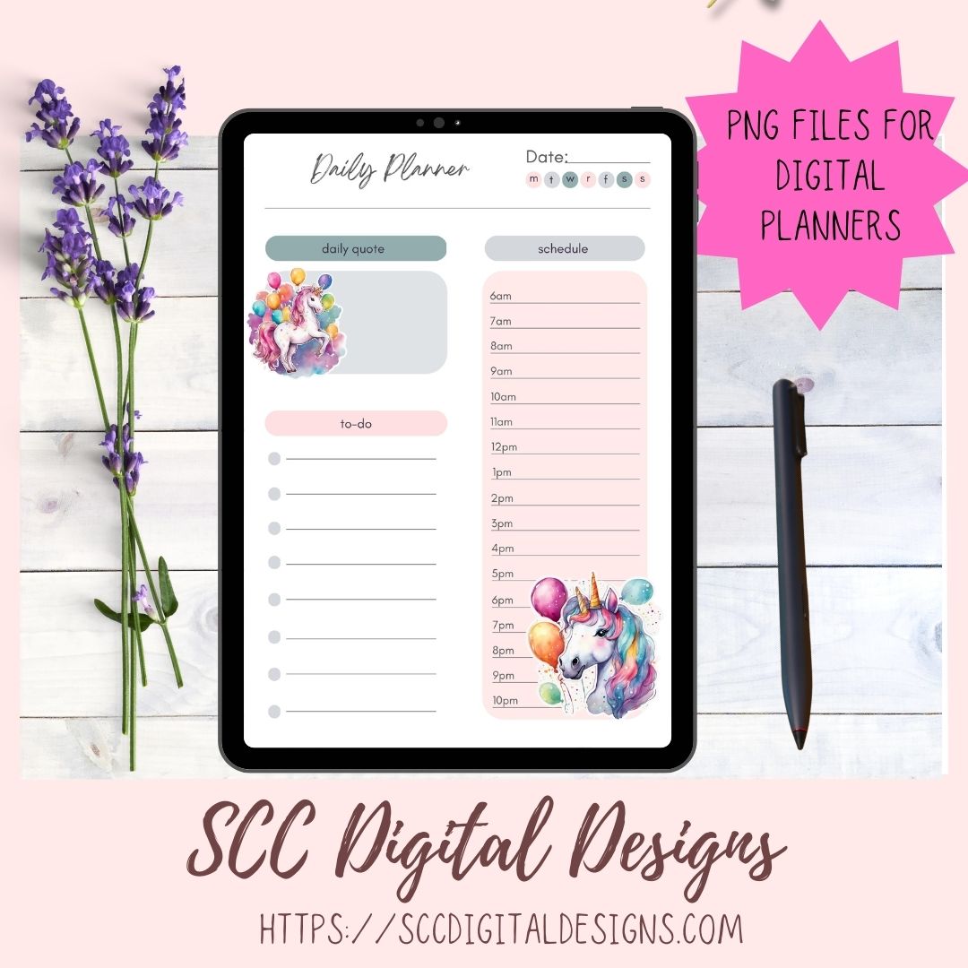 Birthday Unicorn Stickers for Digital Planners, Printable Planner Accessories for Scrapbooking & DIY Gift for Kids Sticker Book