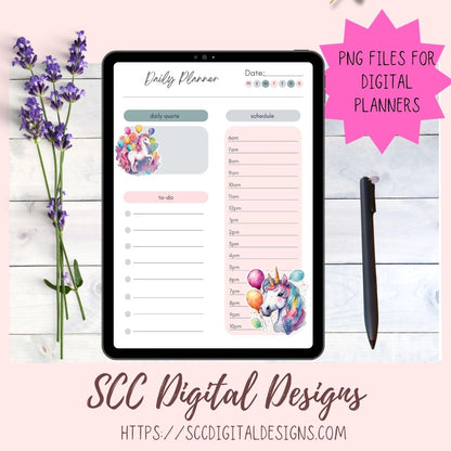 Birthday Unicorn Stickers for Digital Planners, Printable Planner Accessories for Scrapbooking & DIY Gift for Kids Sticker Book