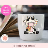Happy  Birthday Cow Clipart – Bitty Cows with Balloons, Cake & Presents, PNG Format forSublimation, Instant Download, Birthday Printables, Commercial Use Birthday PNG