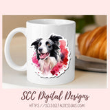 Valentine Border Collie PNG Clip Art, Digital Sticker PNG Bundle, Print and Cut Heart Clipart Paper Planner Stickers,  DIY Gift Tags, Greeting Cards, Journal Cards & Planner Embellishments