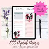 Valentine Border Collie PNG Clip Art, Digital Sticker PNG Bundle, Print and Cut Heart Clipart Paper Planner Stickers,  DIY Gift Tags, Greeting Cards, Journal Cards & Planner Embellishments