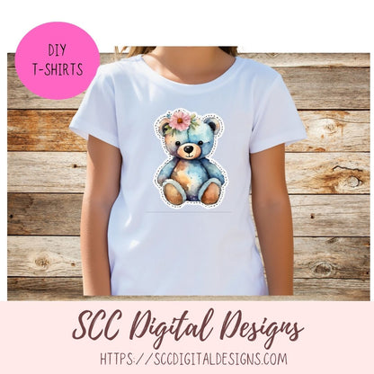 Whimsical Brown Bear PNG Stickers for Digital or Paper Planners, Pre-Cropped Goodnotes Compatable, Printable Clip Art Scrapbook Elements